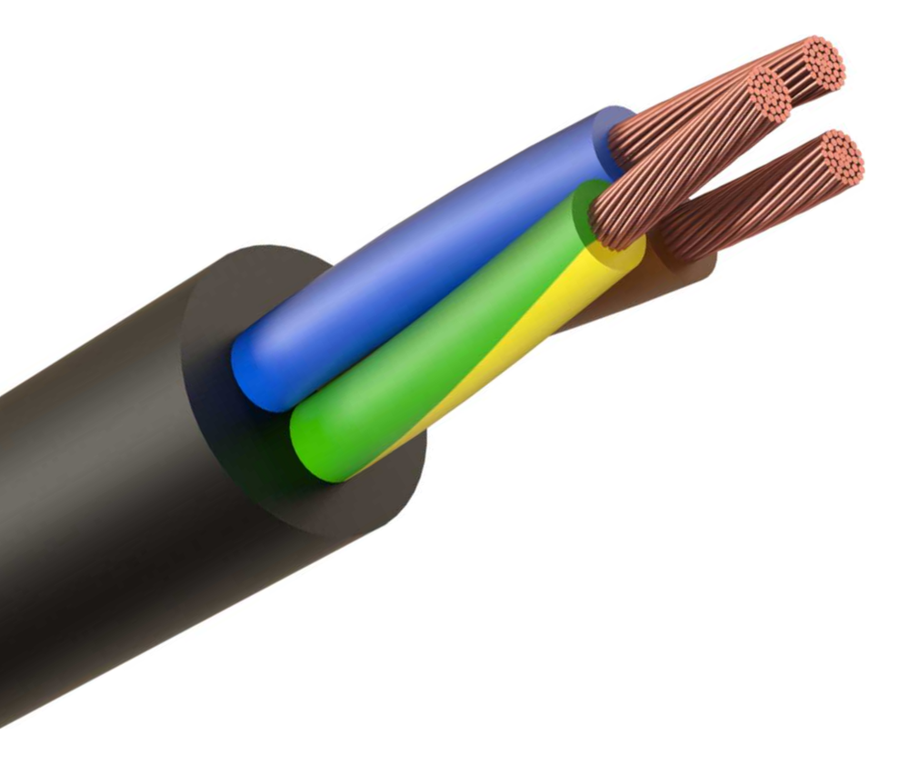 Cable 10mm 3Core H07RN-F Rubber Flexible Black E