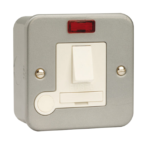 Click 13A Switched Fused Spur C/W Flex Outlet & Neon Metal Clad
