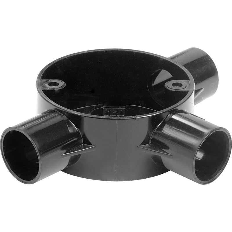 MT Tee Circular Box 25mm Black